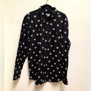 ALife Long Sleeve Hearts Woven Button Down NEW XL